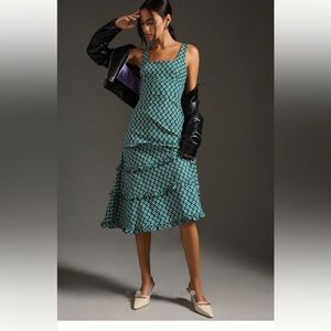 Anthropologie Square Neck Tiered Ruffle Dress